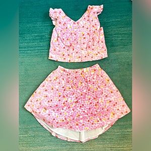 Tea Girl’s Flower Pattern Shirt and Skirt Set